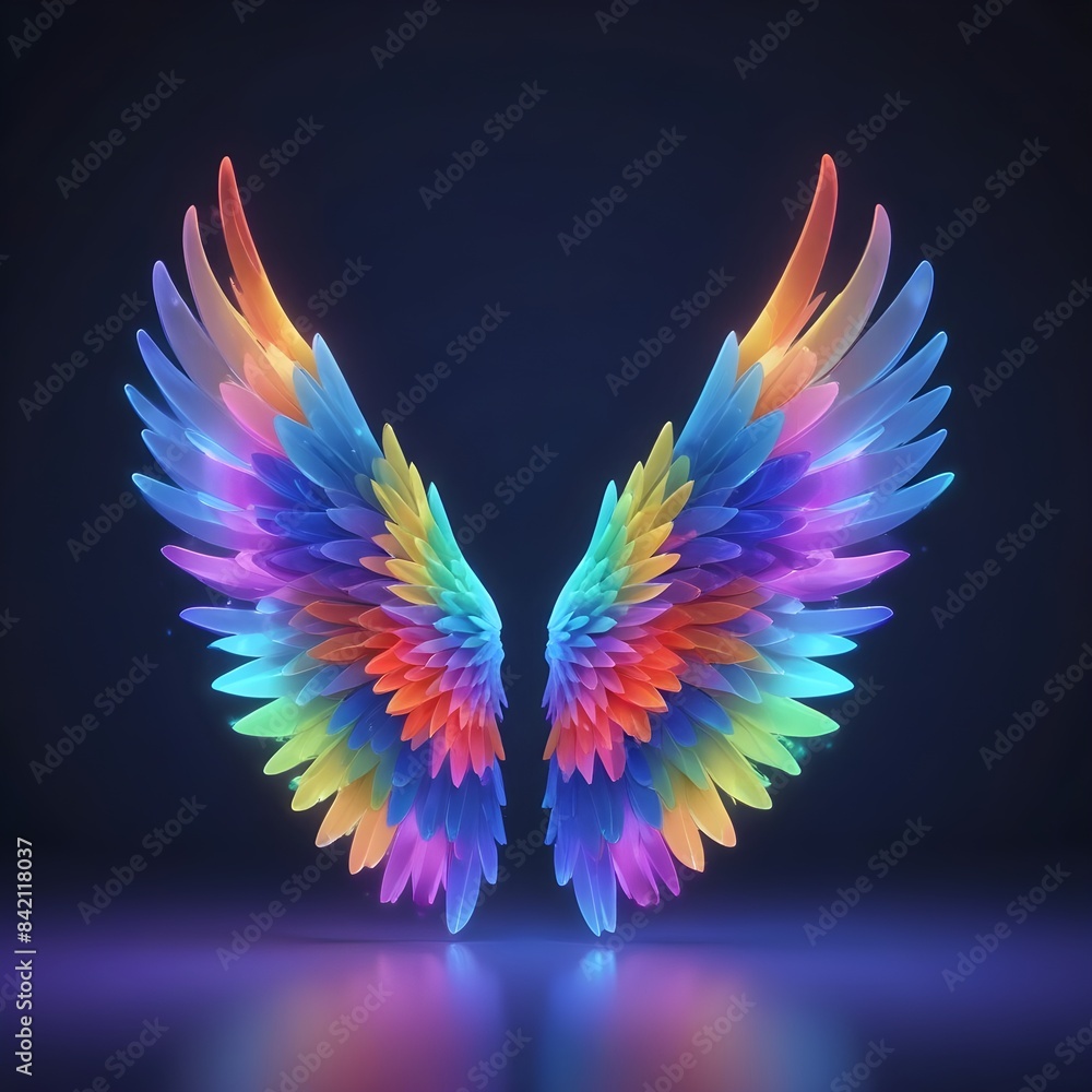 Rainbow pride wings are isolated on a transparent background Rainbow pride wings are isolated on a transparent background