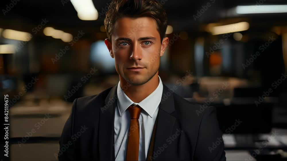 Portrait of a handsome mature businessman in a suit against modern skyscrapers Portrait of a handsome mature businessman in a suit against modern skyscrapers