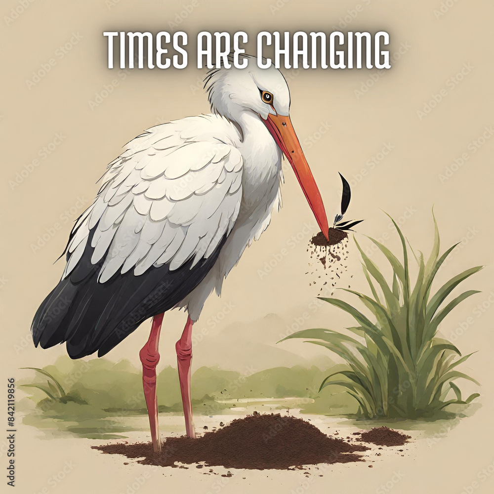 Fototapeta premium cigogne plantant une graine