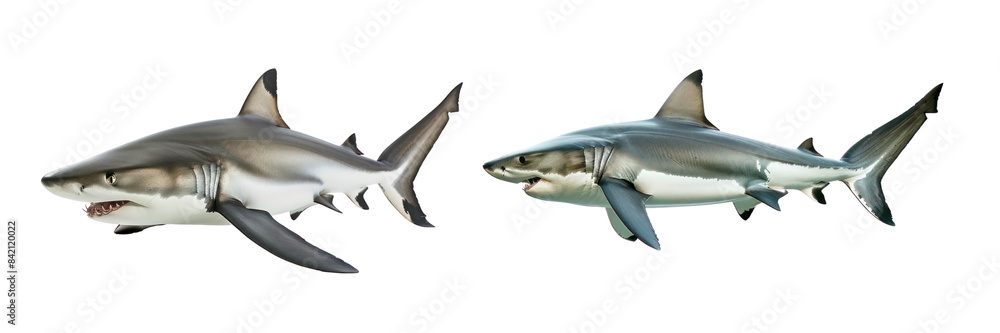 Fototapeta premium Set of big shark isolated on transparent background