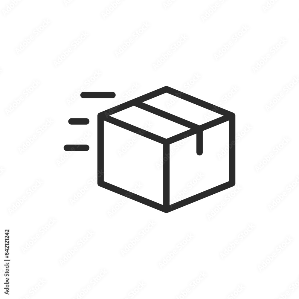 Box and speed lines, linear style icon. Delivery, parcel in transit. Editable stroke width Box and speed lines, linear style icon. Delivery, parcel in transit. Editable stroke width