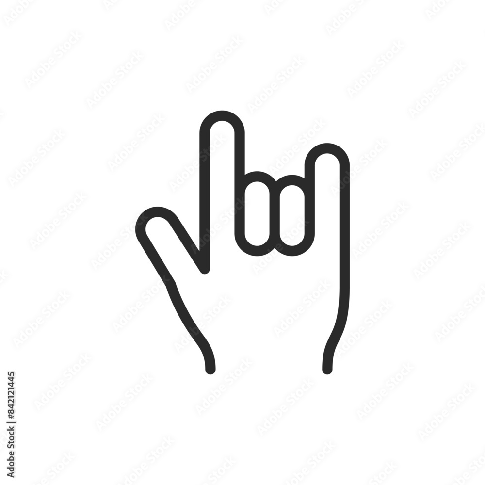 Rock on gesture, linear style icon. Horns gesture. Editable stroke width Rock on gesture, linear style icon. Horns gesture. Editable stroke width