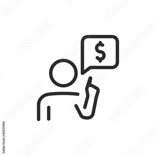 Financial advice, linear style icon. Represents consulting and financial discussions. Editable stroke width.