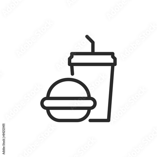 Fast food combo, linear style icon. quick meals and fast food. Editable stroke width