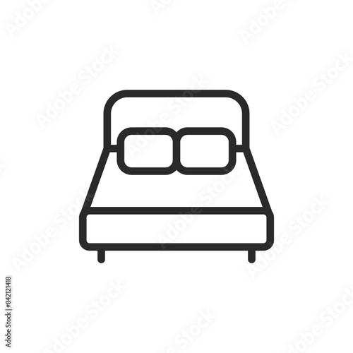 Bed, linear style icon. bedroom furniture and sleeping. Editable stroke width