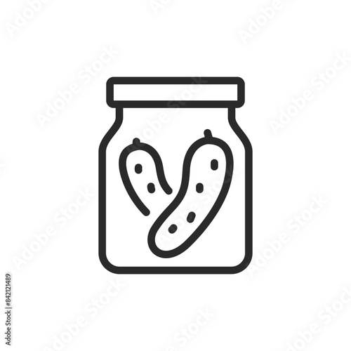 Pickle jar, linear style icon. stored pickles in a jar. Editable stroke width.