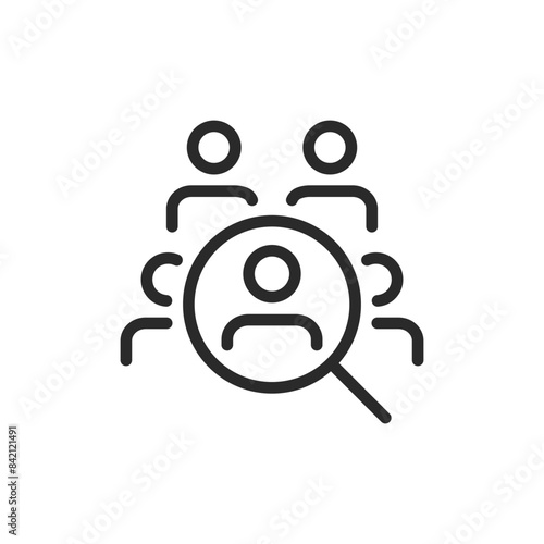 Employee recruitment, linear style icon. process of finding and hiring new employees. Editable stroke width