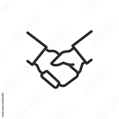 Business partnership, linear style icon. collaboration or agreement between two parties. Editable stroke width