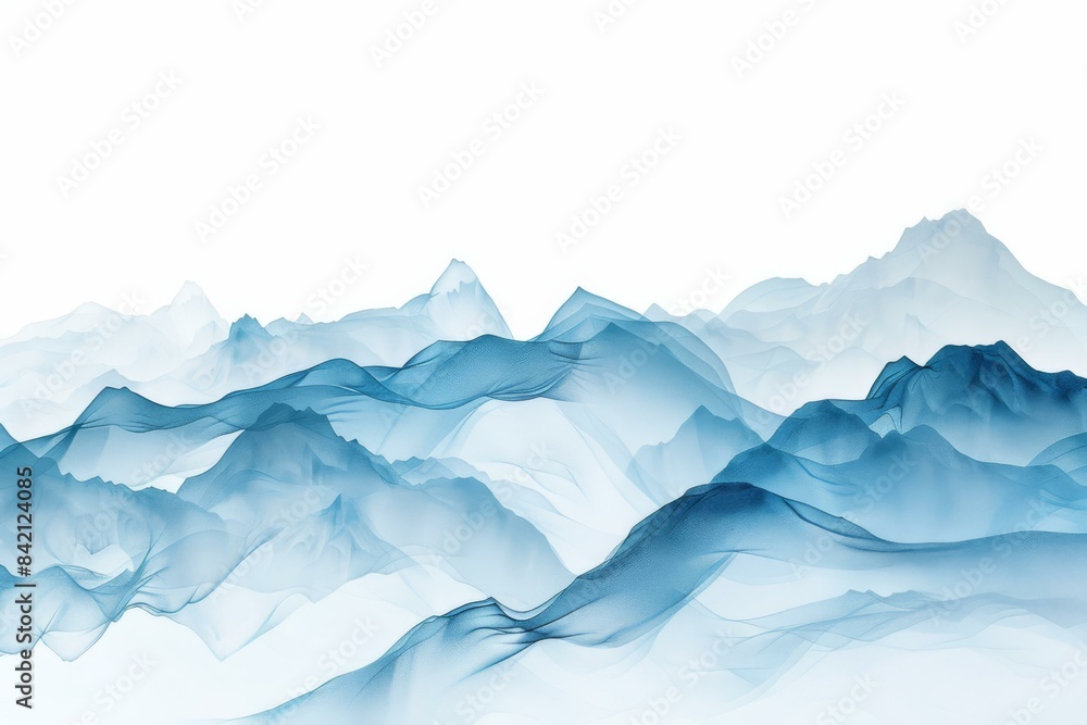 Fototapeta premium Abstract Blue Mountain Landscape, Modern Art Background