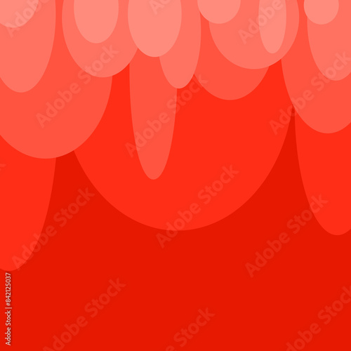 Red circles and ovals falling from the top of red background