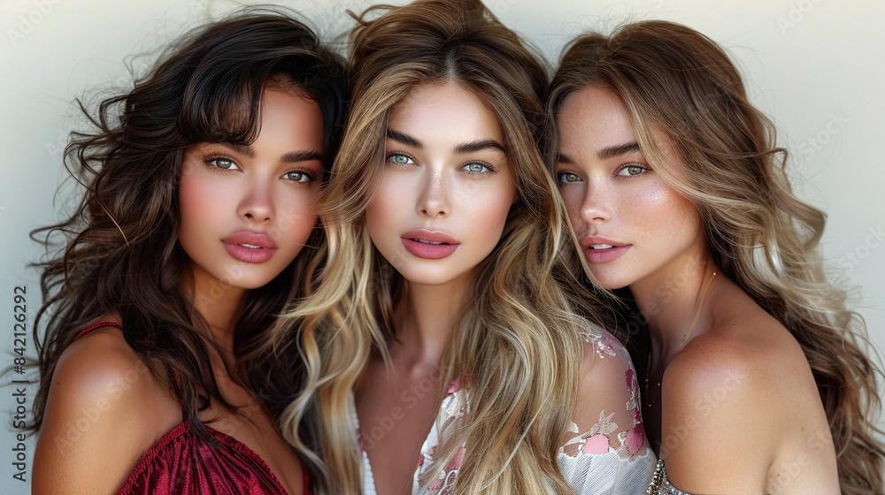 beauty portrait of a group of female models beauty portrait of a group of female models