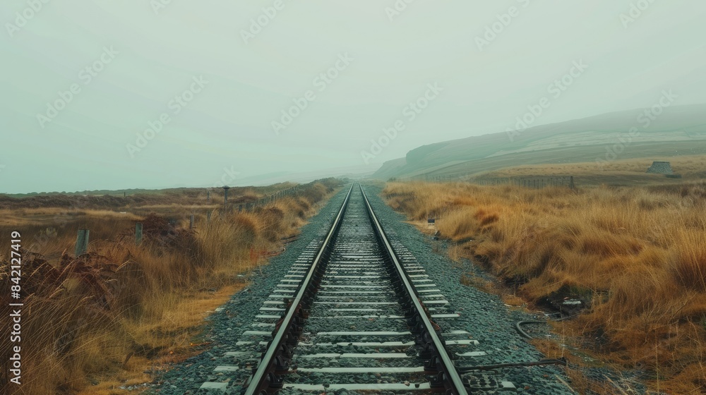 Fototapeta premium Railway track extending into the distance
