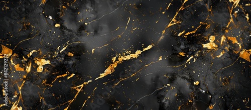 Panel kuchenny z motywem Luxury black gold marble texture background design.