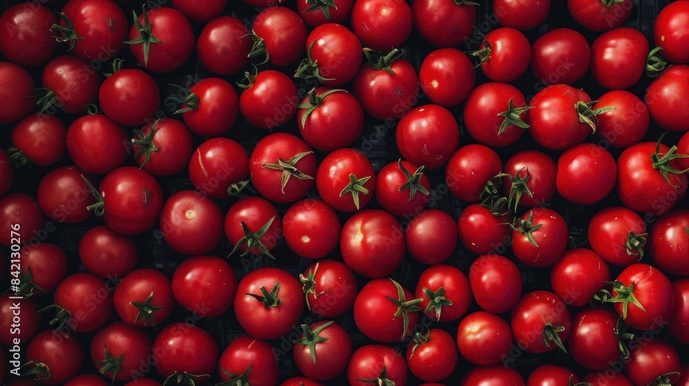 Top view of a pattern of red tomatoes Top view of a pattern of red tomatoes