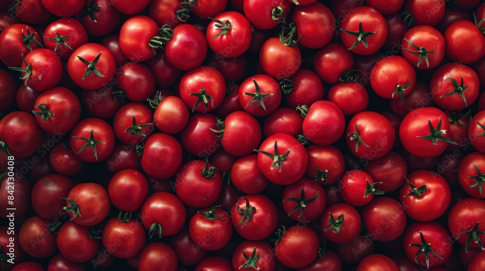 Top view of a pattern of red tomatoes Top view of a pattern of red tomatoes