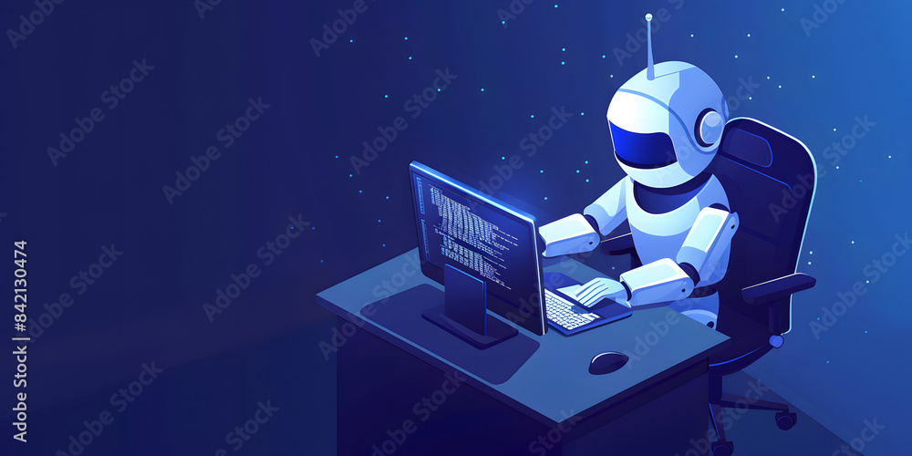 3d Illustration of Artificial intelligence chat bot with email icon LED ...