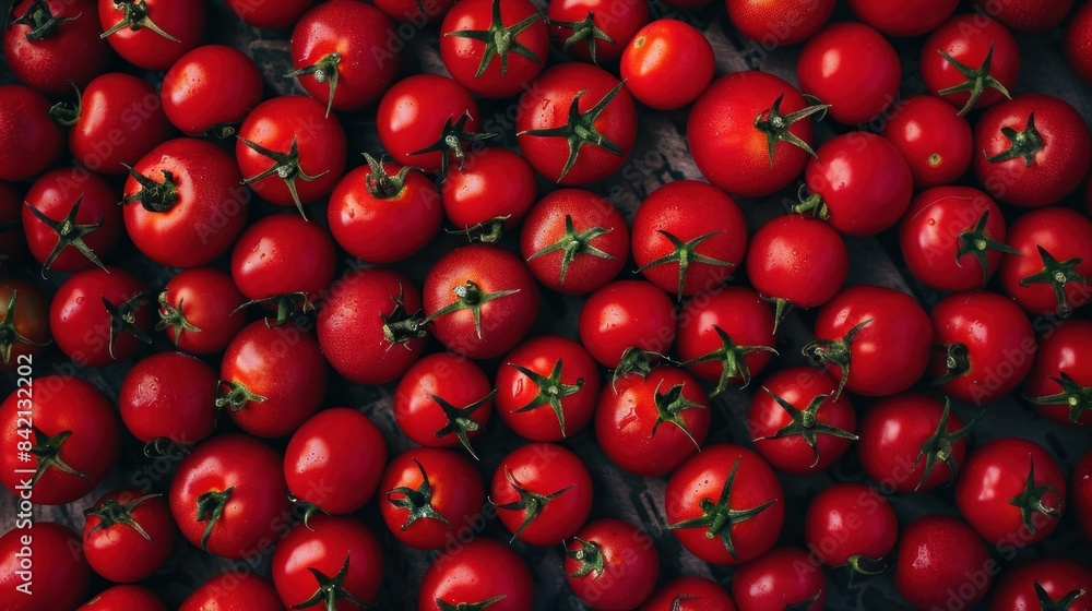 Top view of a pattern of red tomatoes Top view of a pattern of red tomatoes