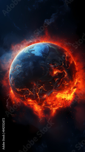 Wallpaper Mural 3D illustration of Earth in flames Torontodigital.ca