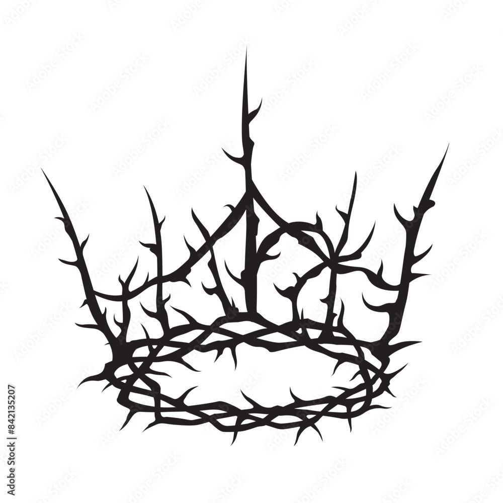 Naklejka premium black crown of thorns image isolated on white background