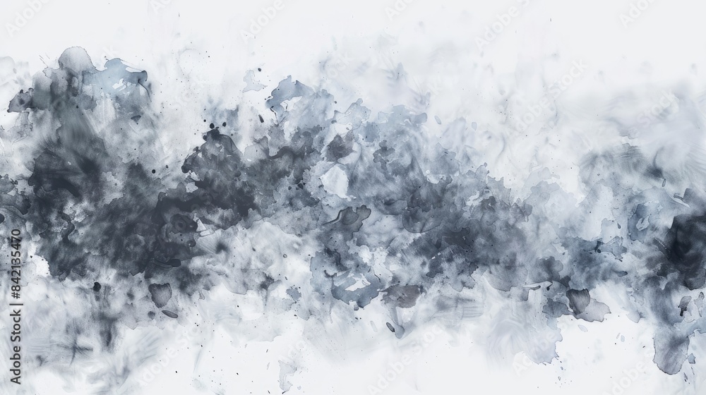 Grey watercolor background texture isolated on white