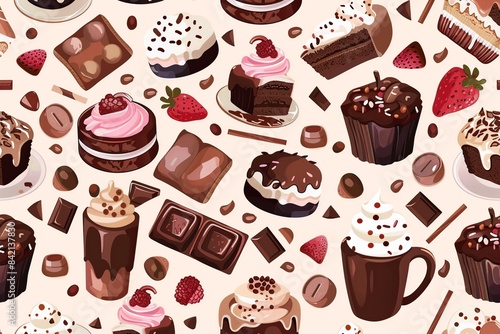 Chocolate-themed vector background with rich textures and patterns. Perfect for adding a sweet touch to your designs.