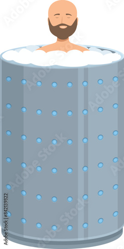 Man is taking a cryotherapy session, enjoying the health benefits of this innovative treatment
