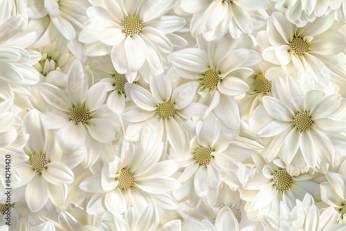 A close-up image showcasing delicate white daisies in full bloom outdoors  capturing their intricate details and soft textures