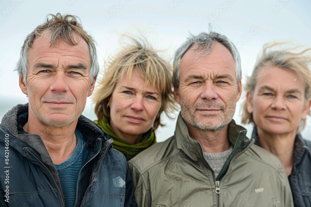 Portrait of a group of senior people in front of the camera. Portrait of a group of senior people in front of the camera.