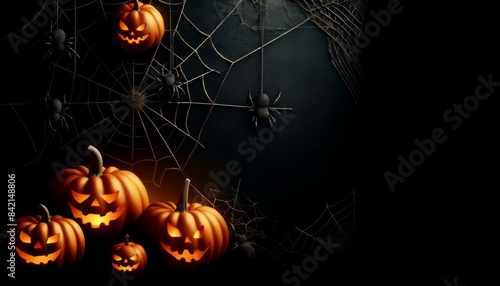 Halloween Haunted Pumpkin with Spider Webs