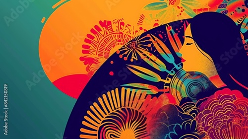 Vibrant and abstract background celebrating Asian American and Pacific Islander Heritage Month.