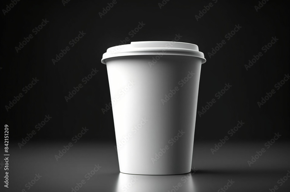 Mockup of take away paper coffee cup white with space for test black background. Product shot of a blank coffee cup, disposable coffee cup on a desk, beverage branding. Marketing mockup Mockup of take away paper coffee cup white with space for test black background. Product shot of a blank coffee cup, disposable coffee cup on a desk, beverage branding. Marketing mockup