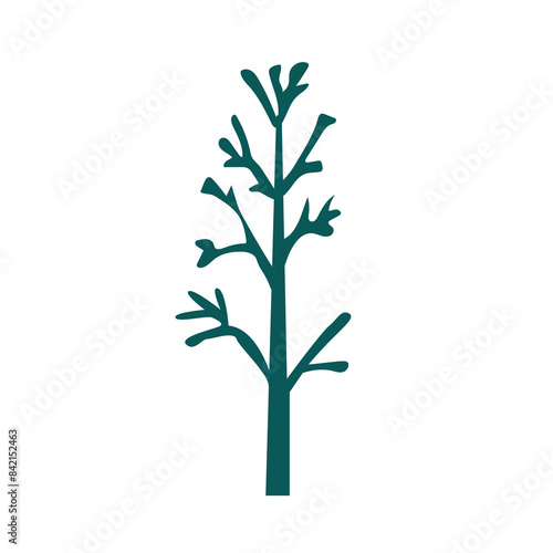 Single dead tree without leaves isolated on white background, leafless old tree silhouette vector illustration