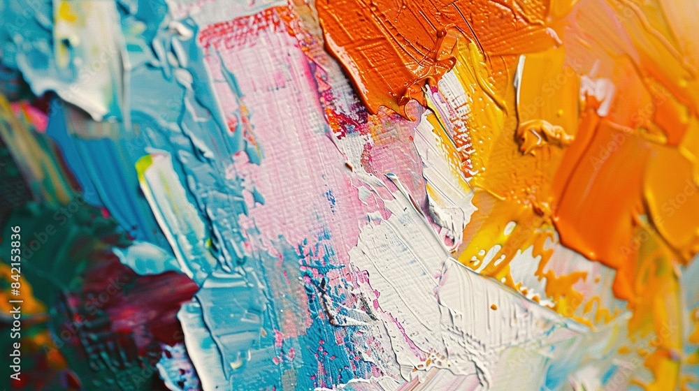 Fototapeta premium Abstract Impression: Macro Close-Up of Colorful Canvas