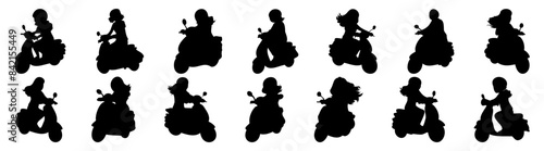 Moped scooter silhouette set vector design big pack of illustration and icon