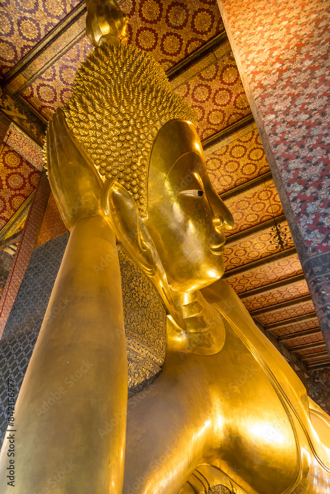 Temple of reclining Buddha also known as Wat Pho temple in Bangkok, Thailand.