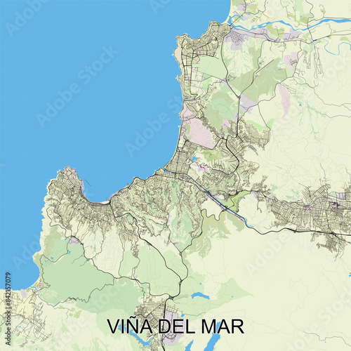 Viña del Mar, Chile map poster art