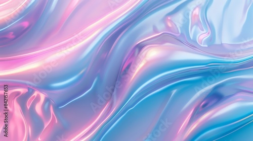 The seamless texture consists of classic 80s holographic pink and blue frosted molten plastic jelly waves. Trendy iridescent abstract neon webpunk or vaporwave pattern with a surreal wavy marble photo