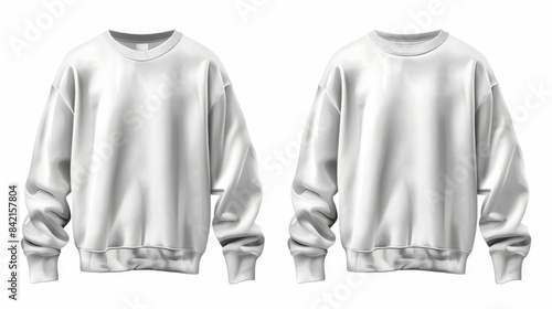 White tee sweatshirt sweater long sleeve with cutout in front and back. Mockup template for artwork graphic design. © Avve Diana