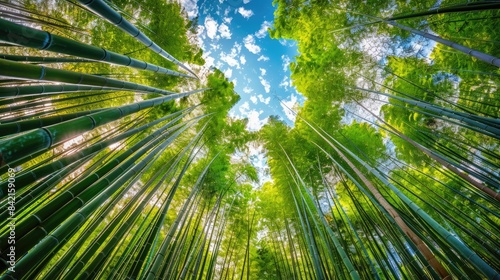 Beautiful Nature Bamboo Forest and Sky