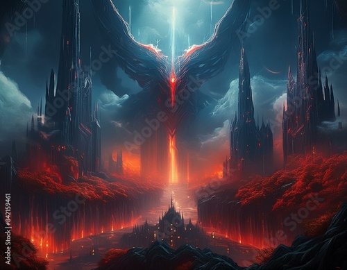 Hell Landscape with fire