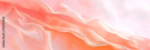 Modern banner of abstract peach fuzz. Blurred light fresh orange delicate gradient background. Pastel pink smooth spots. Modern banner of calm liquid stains. Modern gentle backdrop illustration.