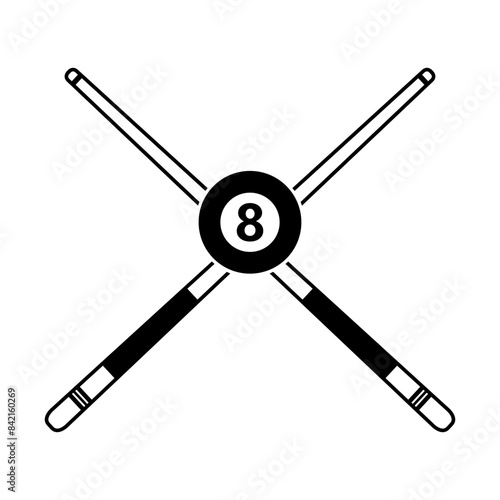 Crossed Pool Sticks Eight Ball Cue
