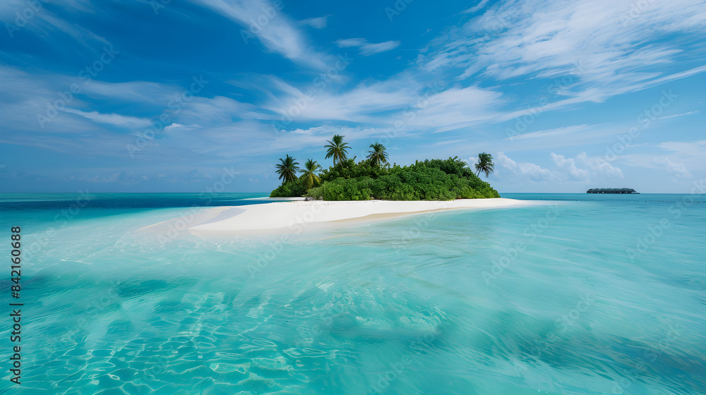 Fototapeta premium Tropical Getaway: Island with White Sandy Beaches