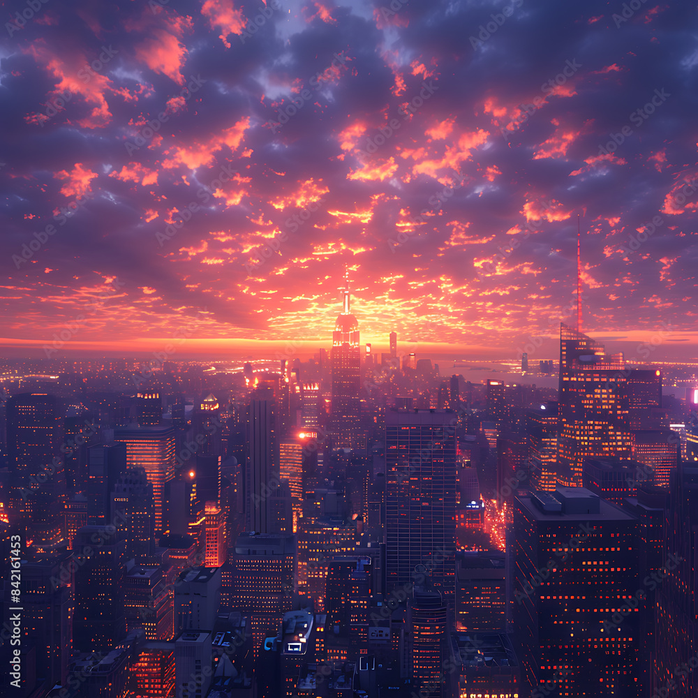 Fototapeta premium Golden Hour Metropolis - Dusk Cityscape Photography