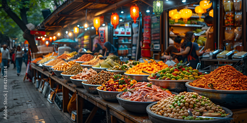 Vibrant Street Food Delights at Dusk Vibrant Street Food Delights at Dusk
