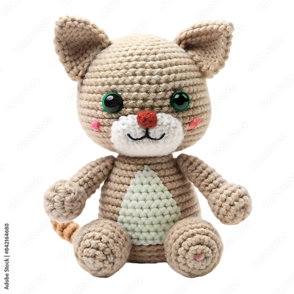 Crochet amigurumi handmade stuffed soft cat toy in colored sweater