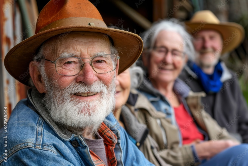 Portrait of a smiling senior man with his family in the background Portrait of a smiling senior man with his family in the background