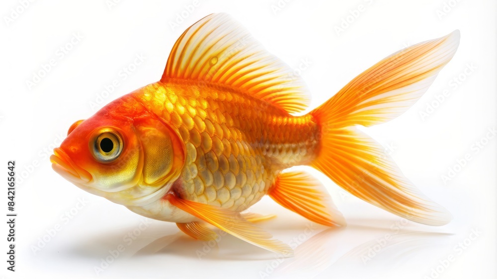 A goldfish is swimming in a tank A goldfish is swimming in a tank