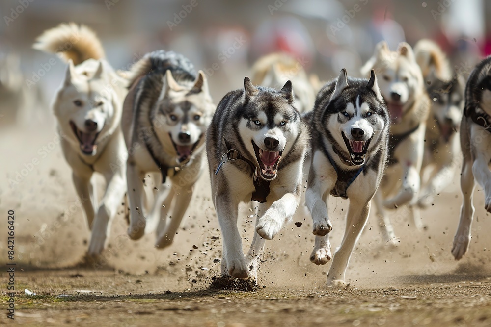 Group of Dogs Running Down Dirt Road Group of Dogs Running Down Dirt Road