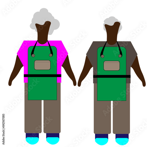 Casal de atendentes idosos, ilustração feita digitalmente